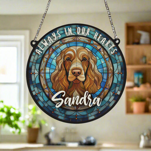 Cocker (Working) Chocolate Memorial Stained Glass Effect Suncatcher
